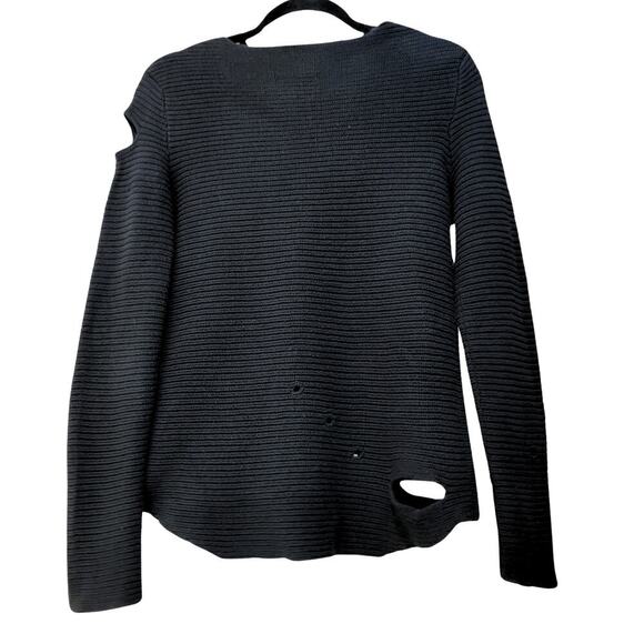 RTA Jules Reinforced Distressed Rib Knit Sweater Womens S Holes Grunge Classy - Picture 4 of 14
